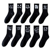 5/10 Pairs Men Women Graffiti Printed socks Street Style Soft Comfortable Sweat Absorbing Breathable Couple Sports Leisure Socks Quick Pick Grocers