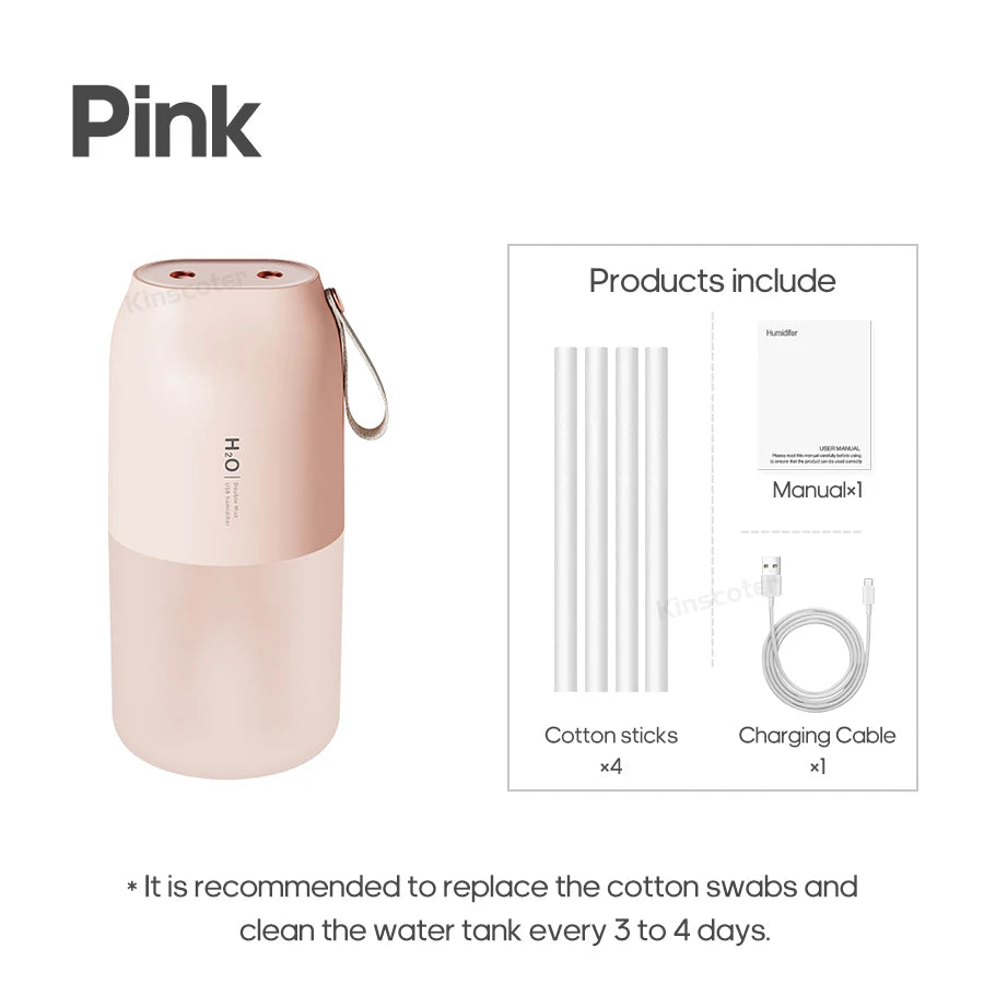 KINSCOTER Ultrasonic Air Humidifier 300ml 2000mAh Battery USB Sprayer Diffuser Releases Smooth Water Mists for Home Office Quick Pick Grocers