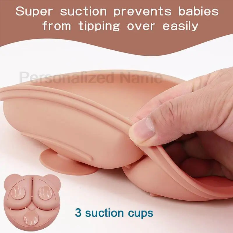 Baby Feeding Plate Sets Suction Bowl Silicone Plate For Kids 6Pcs Children Tableware Personalized Name Dinner Dishes Cups Spoon Purest Peak