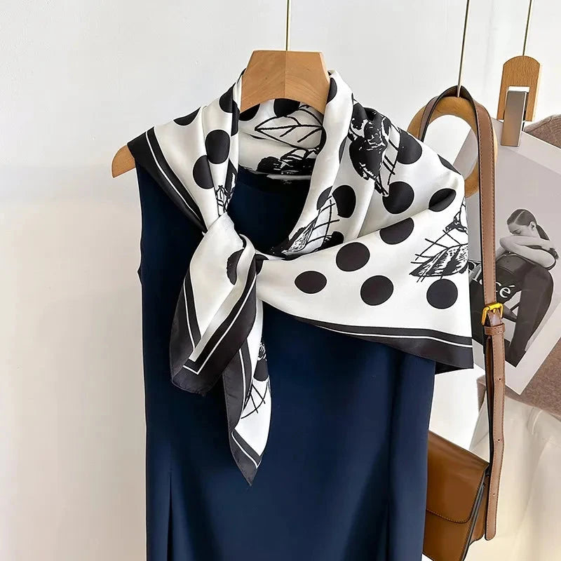 90*90Cm Square Scarf Twill Silk Feeling Women Head Shawls and Wraps Luxury Hair Tree Print Neck Scarves Hijab Bandana Pashmina Econic Blanks