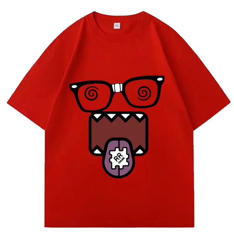 Domo Kun Funny Meme T Shirts Men's Women Clothes Classic Cotton Casual Tee Shirts Short Sleeve Summer T-shirt Tops Streetwear Quick Pick Grocers