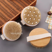 2 In 1 Dry Skin Body Massage Brush Natural Bristle Dead Skin Remover Anti Cellulite Exfoliates Blood Circulation Massage Tools Quick Pick Grocers