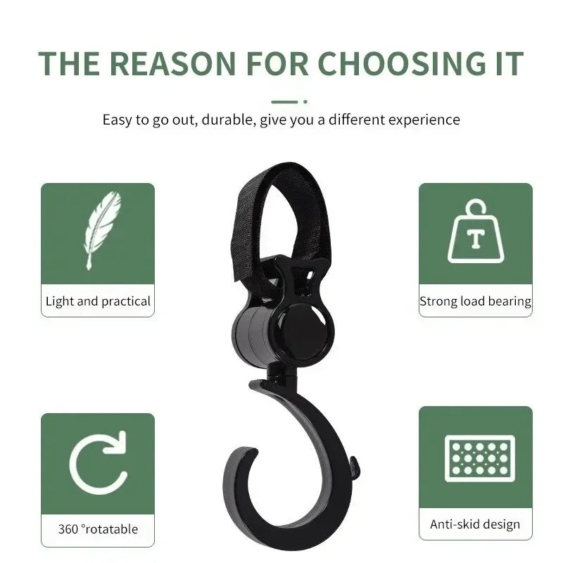 2 PCS Cartoon Stroller Accessories Degree Large Hook Umbrella Car Hook and Loop Stroller Hook Purest Peak