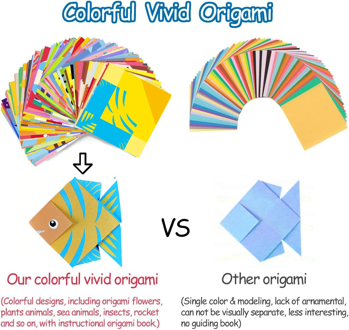 Origami Kit 30/96 Sheets Origami Paper Craft Guiding Book DIY Art Craft Projects Supplies for Beginners Children Kids Boys Girls Quick Pick Grocers