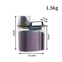 1.5kg/2kg Dog Cat Food Pail Plastic Storage Tank with Measuring Cup Container Moisture-proof Sealed Jar Pet Supplies Accessories Econic Blanks