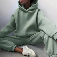 Women's Tracksuit Suit Autumn Fashion Warm Hoodie Sweatshirts Two Pieces Oversized Solid Casual Hoody Pullovers Long Pant Sets Quick Pick Grocers