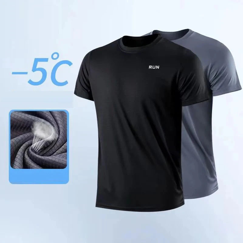 Men's Quick Dry Short Sleeve Gym Running Moisture Wicking Round Neck T-Shirt Training Exercise Gym Sport Shirt Tops Lightweight Econic Blanks