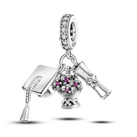 2025 Hot Sale Charms Bead 925 Sterling Silver Pink Butterfly Luminous Firefly Dangle Fit Bangle Bracelet Necklace DIY Jewelry Econic Blanks