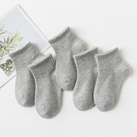 5 Pairs/Lot 2023 New Summer Children Socks Cotton Kids Fashion Black White Gray For 1-12 Years Teen Student Baby Girl Boy Socks Quick Pick Grocers