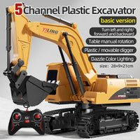 Alloy Remote Control Excavator Toy Car with Lights Sound Effect Electric Excavator Automobile Engineering Vehicle Children Gifts Econic Blanks