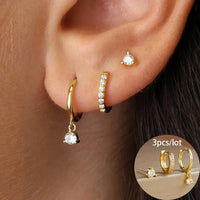 3 Piece Fashion Stainless Steel Round Star Drop Earrings Set for Women 18K Gold Plated Dangle Earring Punk Unisex Rock  Jewelry Econic Blanks