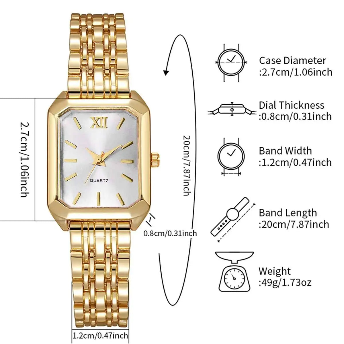 Fashion Rectangle Women Quartz Watch Luxury Analog Wristwatches Reloj Mujer Girls Clock Gift（Without Box） Quick Pick Grocers