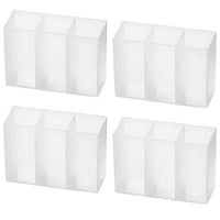 Mini Storage Box 3-Grid Plastic Makeup Brush Lipstick Storage Multi-Functional Desk Organizer for Home Kitchen Bathroom Econic Blanks