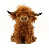 30cm Simulation Kyloe Cream Highland Cow Animal Plush Doll Soft Stuffed Highland Cow Cattlle Plushie Gift for Kids Boys Girls Econic Blanks