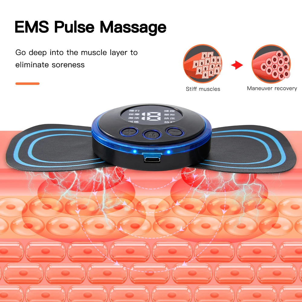 EMS Neck Massager Electric Muscle Stimulator Cervical Sticker Massage Patch Low Frequency Pulse Masajeador Pads Body Pain Relief Quick Pick Grocers