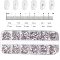 180pcs AB Flatback Glass Nail Art Rhinestones Multi-shape Mixed Diamond Gems Blue Purple Crystal Stones For DIY Nail Decoration Econic Blanks