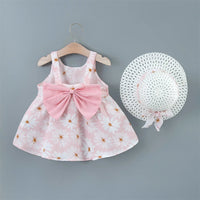 Baby Girl Dress Summer Bow And Full Print Daisy Pattern Suspender Beach Baby Dresses Cute Casual Baby Girl Clothes With Hat ﻿ Quick Pick Grocers