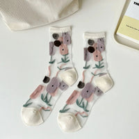 Fashion Socks For Women Summer Breathable Trendy Casual Socks Cute Fashion Korean Style Transparent Lace Sweet Socks Quick Pick Grocers