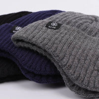 Outdoor Men Winter Knitted Hat Plush Warmth Peaked Cap Earmuff Casual Fashion Faux Fur Lined Bomber Hats Cycling Ear Protection Purest Peak