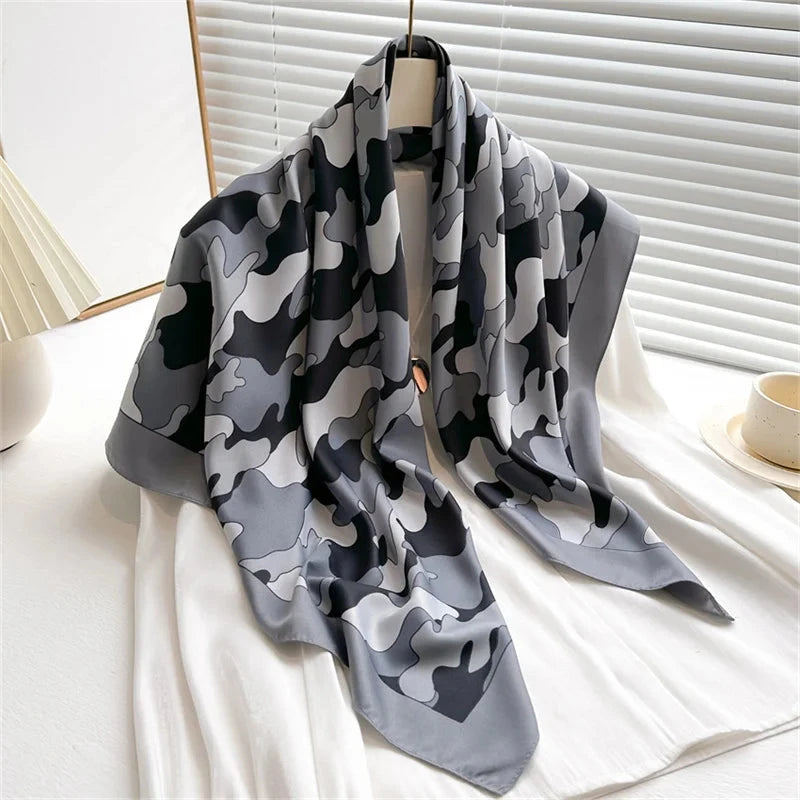90*90Cm Square Scarf Twill Silk Feeling Women Head Shawls and Wraps Luxury Hair Tree Print Neck Scarves Hijab Bandana Pashmina Econic Blanks
