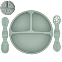 Silicone Baby Sucker Silicone Dining Plate Rice Spoon Set Cute Cartoon Children Dishes Smile Face Baby Tableware Retro Kid Bowl Purest Peak