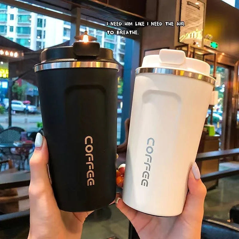 380/510ml Stainless Steel Coffee Cup Travel Thermal Mug Leak-Proof Thermos Bottle Tea Coffee Mug Office Business Style Thermos Quick Pick Grocers
