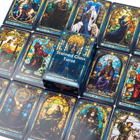 Stained Glass Tarot A 78-Card Deck Leisure Entertainment Game Card Family Gathering Divination Board Playing Games 10.3*6Cm Econic Blanks