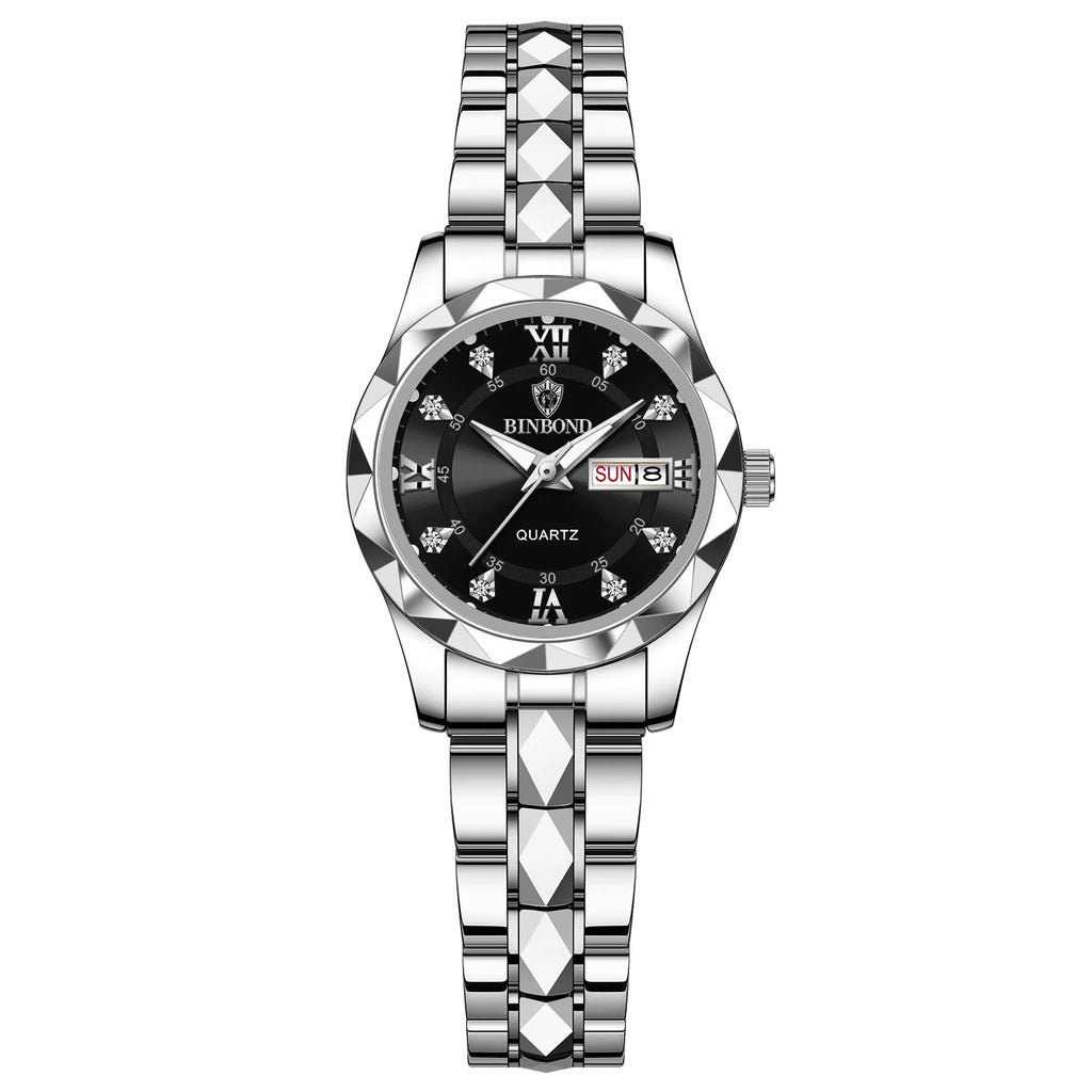 BINBOND B2521 Top Brand Luxury Fashion Business Womens Quartz Watches 30M Waterproof Week Date Clock Sport Womens Wristwatch Quick Pick Grocers