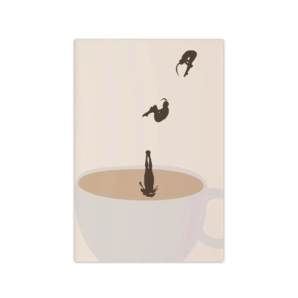 Retro Coffee Diving Poster Canvas Painting Good Morning Coffee Lover Print Wall Art for Living Room Home Kitchen Decor Frameless Quick Pick Grocers