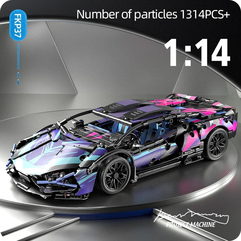 Technical Racing Sport Car 1280PCS Model Building Blocks City Mechanical Speed Vehicle Supercar Brick Puzzle Toys Kid Adult Gift Purest Peak Salt