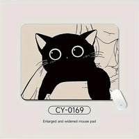 Black Cat Illustration Mouse Pad Small Office Table Mats Computer Accessories Washable Non-slip Rubber with Precision Lock Edge Quick Pick Grocers
