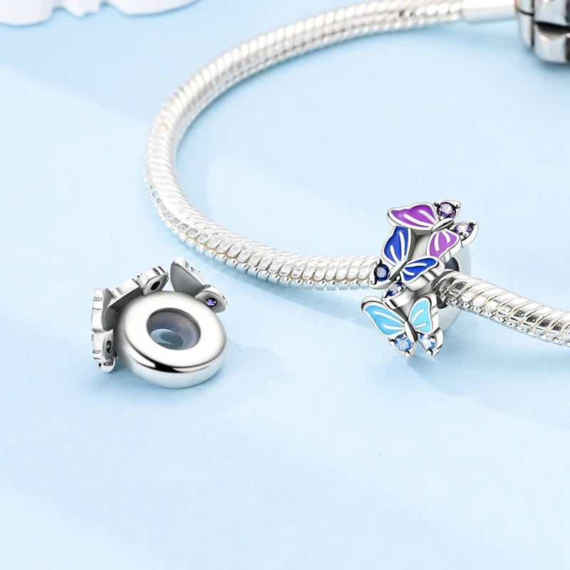 100% 925 Sterling Silver Rainbow Zircon Colorful Butterfly Dragon Shaped Silicone Stopper Charms Beads Fit DIY Bracelets Jewelry Econic Blanks