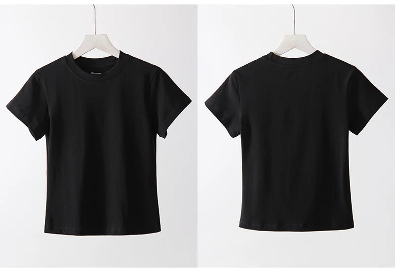 Basic T Shirts Women Cotton Slim Fit White Tops Summer Black Tees Crew Neck 100% Cotton T Shirt For Women Plain T-shirts Soft Quick Pick Grocers