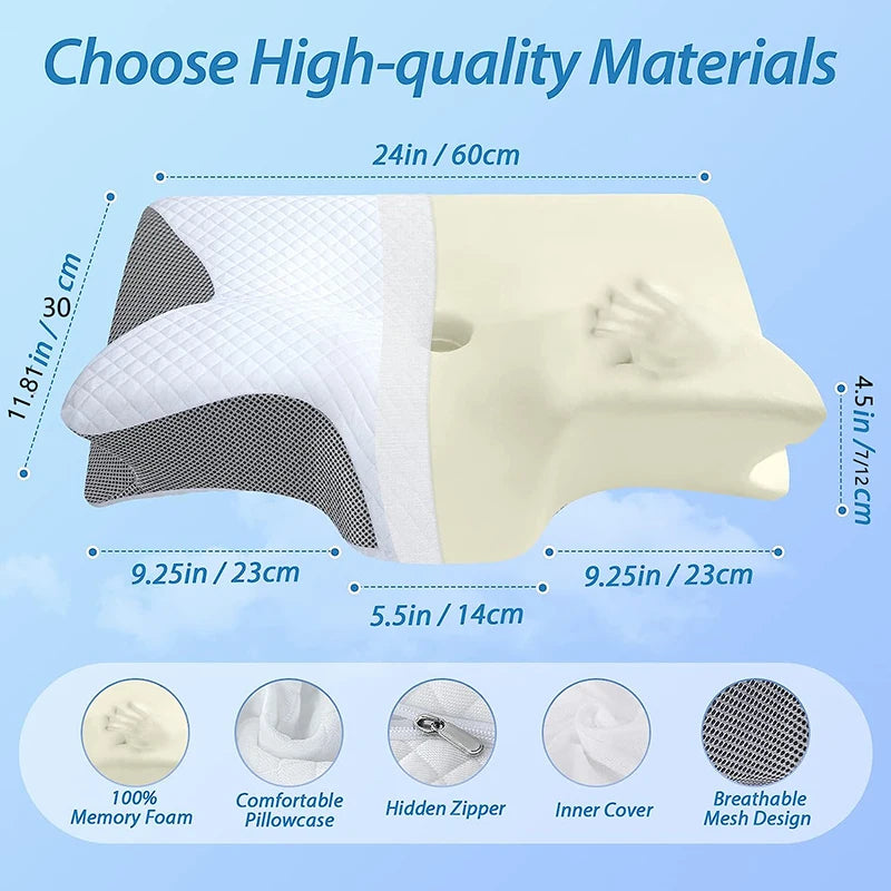 1pc Memory Foam Cervical Pillow, 2 in 1 Ergonomic Contour Orthopedic Pillow for Neck Pain, Contoured Support Pillows,Neck Pillow Econic Blanks
