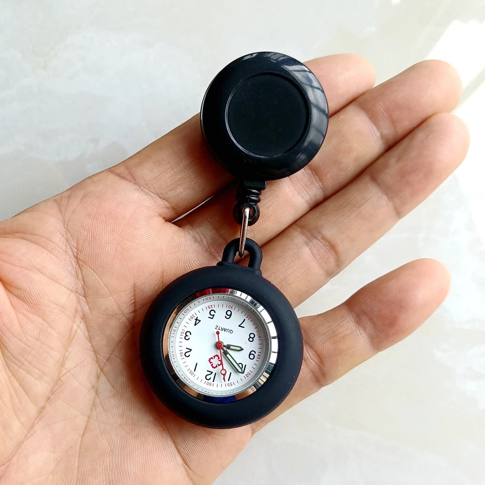 Retractable Blank Simple Nurse Doctor Hospital Pocket Watch Badge Reel Clip Hang Colourful Pendant Dress Watches Clock Quick Pick Grocers