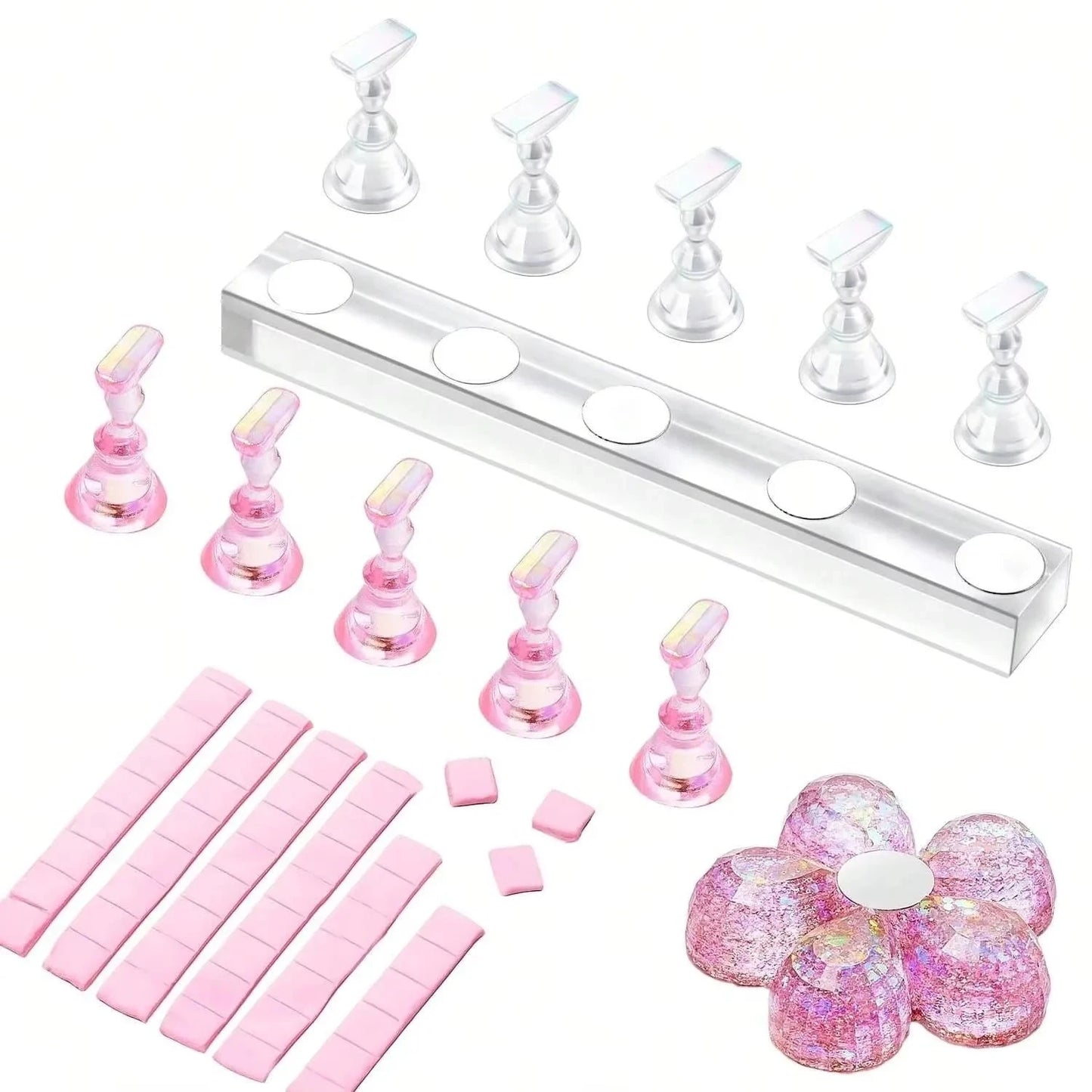5/30pcs/Set Magnetic Nail Holder False Nail Tip Practice Stand Crystal Base Holder Nail Art Display For Art Salon DIY & Practice Econic Blanks