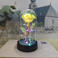 Artificial Rose Flowers Valentines Day Gift for Girlfriend Eternal Rose LED Light Foil Flower Wedding Decor Christmas Gifts Purest Peak Salt