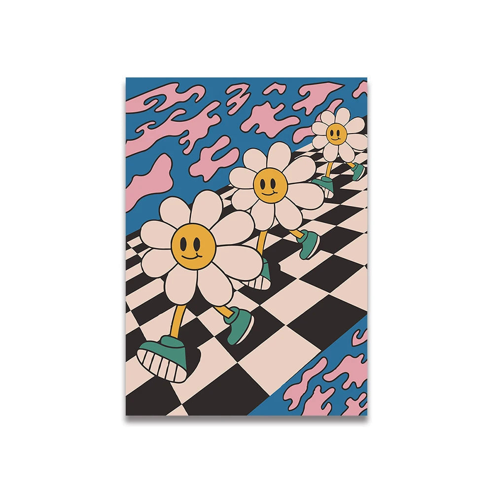 Simplicity Vintage Pink Cartoon Print Canvas Posters Wall Art Poster Home Decor Canvas Print Painting  Living Room Bedroom Decor Quick Pick Grocers