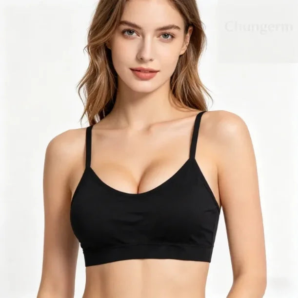 Sports Underwear Women Yoga Fitness Seamless Crop Top Wide Letter Straps Comfortable Workout Activewear Back Without Underwire I Quick Pick Grocers