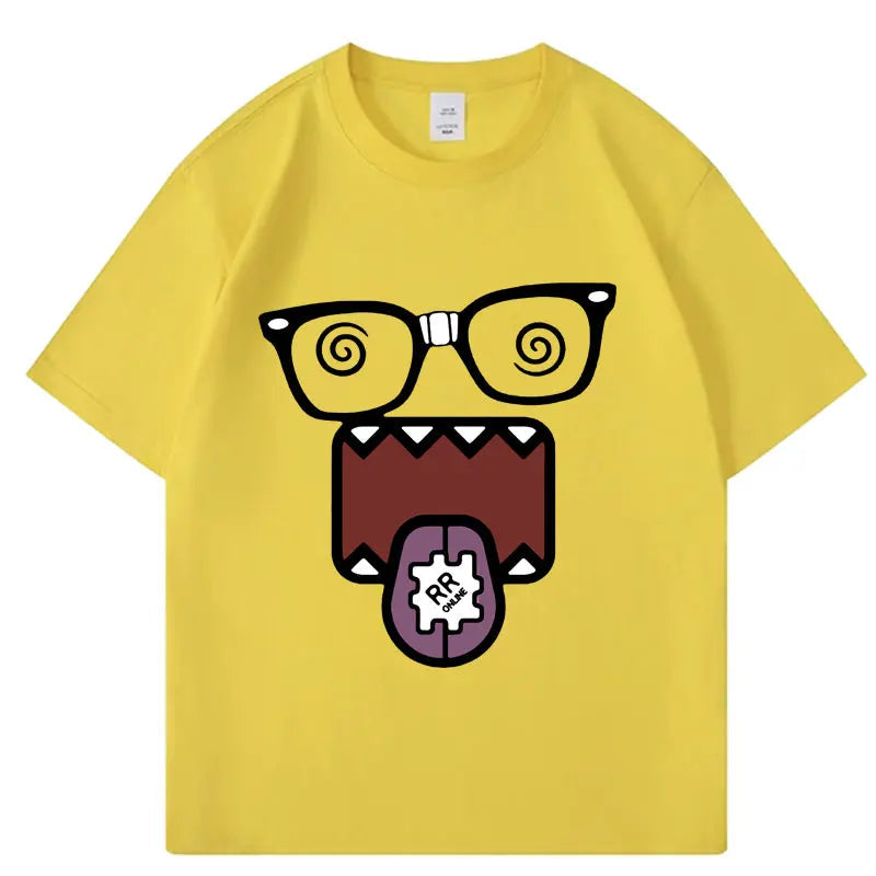 Domo Kun Funny Meme T Shirts Men's Women Clothes Classic Cotton Casual Tee Shirts Short Sleeve Summer T-shirt Tops Streetwear Quick Pick Grocers