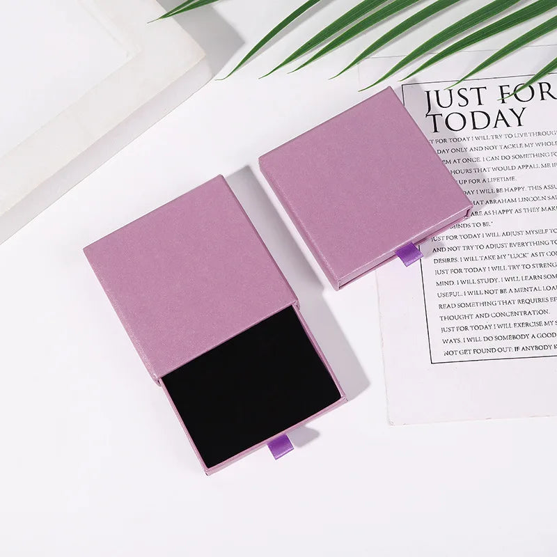 10pcs 8x8x1.7cm Kraft Paper Drawer Travel Jewelry Packaging Box Greeting Card Necklace Bracelet Earrings Gift Organizer Case Box Purest Peak