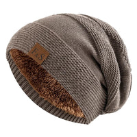 New Unisex Slouchy Winter Hats Add Fur Lined Men And Women Warm Beanie Cap Casual Label Decor Winter Knitted Hats Purest Peak