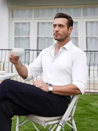 Premium Men's Ultra Stretch Dress Shirts Long Sleeve High Quality Business Formal Wrinkle-free Soft White Social Male Clothing Quick Pick Grocers