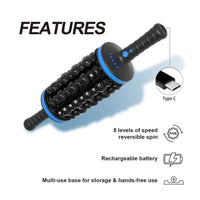 NEW Cordless Roller Body Massage Rechargeable Vibrators 360 Rolling Percussive Massager Muscle Relaxation Back Foot Leg Relaxer Purest Peak