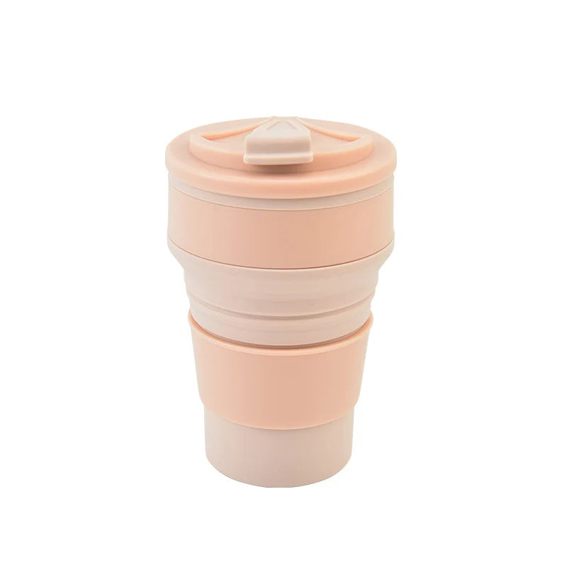 350ML/500ML Silicone Folding Cup Collapsible Mug With Cover Coffee Travel Outdoors Portable Water Drinking Tea Cups Quick Pick Grocers