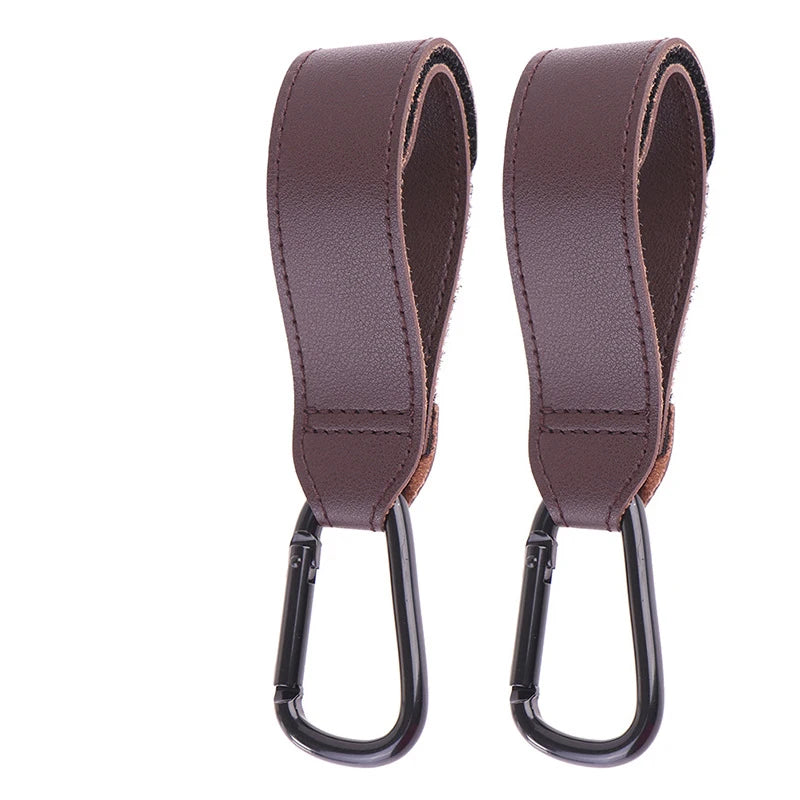 Baby Stroller Hook Fashion PU Leather Adjustable Pram Hook Cart Organizer Diaper Bag Hanger Children Boy Girl Travel Accessories Purest Peak
