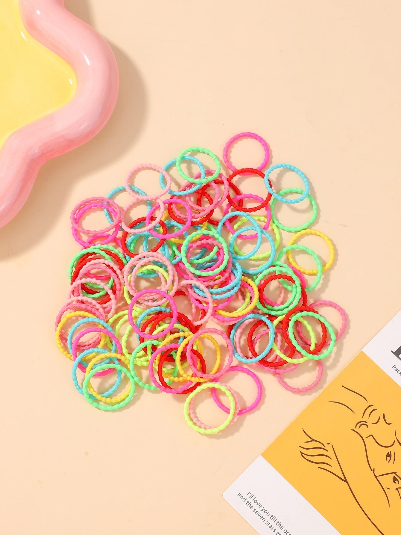 100pcs Toddler Kids Colorful Rubber Band Set 2cm High Elastic Thumb Rings That Don't Hurt Hair Baby Scrunchies Small Thread Purest Peak