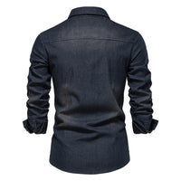 AIOPESON Brand Elastic Cotton Denim Shirt Men Long Sleeve Quality Cowboy Shirts for Men Casual Slim Fit Mens Designer Clothing Quick Pick Grocers