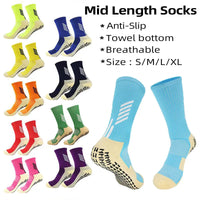 High Quality Anti Slip Soccer Socks Adults Kids Sport Towel Bottom Cotton Mid Tube Non Slip Football Hockey Baseball Grip Sock Quick Pick Grocers