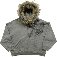 Autumn/Winter Y2k Women Aesthetic Harajuku Faux Fur Collar Hoodies Clothes Graphic Hip Hop Punk Gothic Zip Up Hoodies 2026 new Quick Pick Grocers